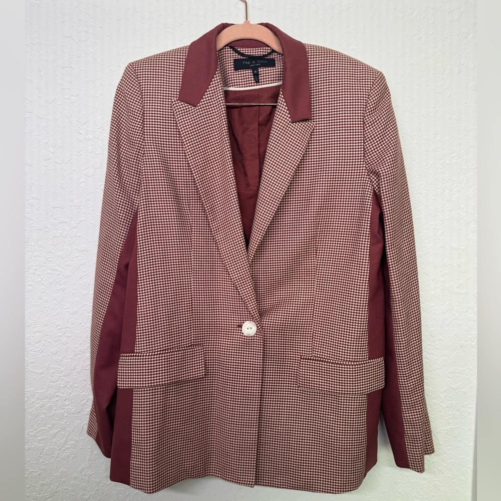 Rag & Bone Elizabeth Houndstooth Cotton Blazer